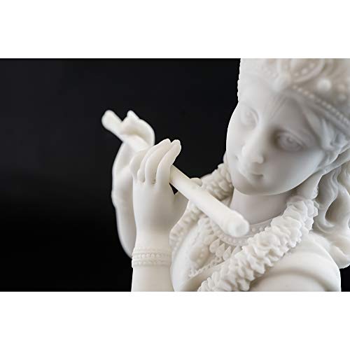 Estatua Krishna en resina con acabado mármol blanco, 10 in miniatura 6