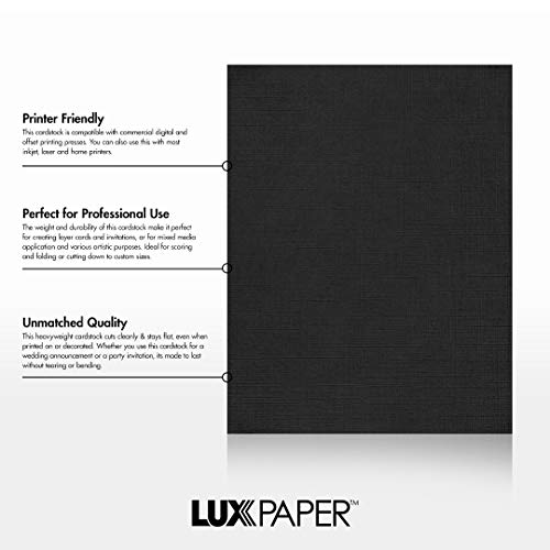 Luxpaper 8.5" X 11" Cardstock | Letter Size | Black Linen | 100Lb. Cover (183Lb. Text) | 50 Qty #TOP2