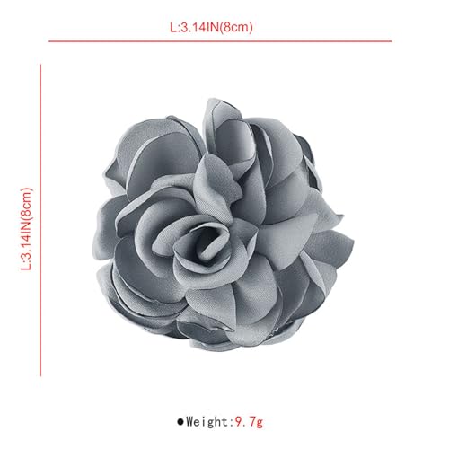 Image of Handmade Satin Fabric Rose Flower Extra Large Big Brooches Lapel Pins for Women Elegant Vintage Big Camellia Flower Brooch Pin for Women Girls Wedding Part Dance Dress Suit Clothes Accessories Jewelry Gifts