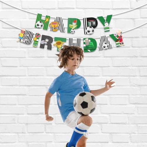 Image of Festiko Football Theme Happy Birthday Banner With Ribbon, Football Theme Decorations, Birthday Decoration Items