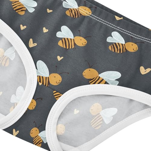 Wusikd Cute Bees Girls' Underwear Cotton Hearts Girls Briefs Soft Toddler Underwear 2T4