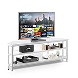 Corner TV Stand for TV up to 65 INCH, Long Corner Entertainment Center TV Cabinet with Storage Shelves Gaming Media TV Console Television Stands for Living Room Bedroom, Easy to Assemble, White