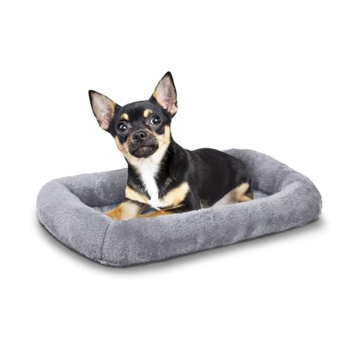 Patas Lague Bolster Dog Bed for Extra Small Dogs 16''x12'', Soft Warm Foam Pet Sofa Bed, Machine Washable Pet Cat Crate Mat for Toy Breeds, Grey