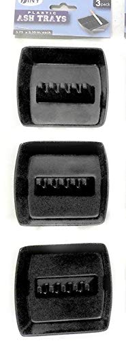 Set Of Durable Plastic Ashtrays For Cigarettes - Indoor Or Outdoor Use - 3.75" X 3.35" - Black Or White (2Pk, Black) #TOP4
