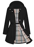 ATLASLAVA Women Rain Jacket Waterproof Raincoat with Hood Breathable Long Windbreaker Trench Coat Black M