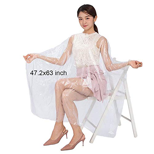 50PC Disposable Salon Capes, Waterproof Haircutting Apron, Transparent Hair Dye Capes, Salon Barber Cape for Clients, Hair Cutting Smocks, Plastic Hairdresser Apron Shampoo Cape Styling Cape