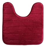 Memory Foam Toilet Bathroom Mat, Soft and Comfortable U-Shaped, Thick Water Absorption Non-Slip and Machine Wash and Easier to Dry for Bath Commode 20 X 24 Inches Contour Rug (Burgundy)