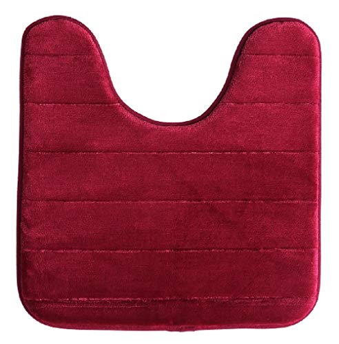 Memory Foam Toilet Bathroom Mat, Soft and Comfortable U-Shaped, Thick Water Absorption Non-Slip and Machine Wash and Easier to Dry for Bath Commode 20 X 24 Inches Contour Rug (Burgundy)