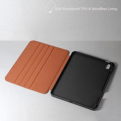 Zinibri Cover for iPad 10th Generation Case 10.9 Inch 2022,A2696,A2757,A2777,iPad 10 Gen Protective Case,Multiple Angles,Shockproof,Vintage PU Leather,Thin,Stand,Support Touch ID,Brown