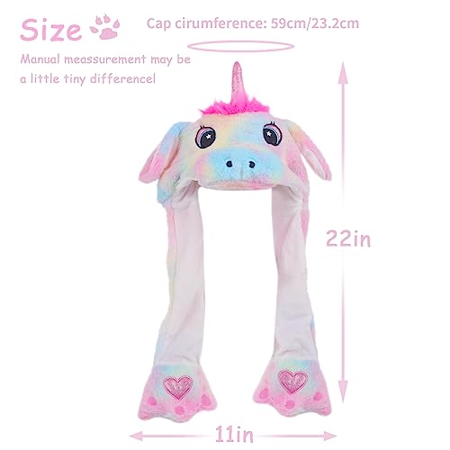 Funny Plush Rabbit Hat Ear Moving Jumping Hats, Cute LED Animal Beanie Cap for Women Girls Cosplay Party Holiday 5