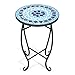 Giantex Mosaic Round Side Accent Table Patio Plant Stand Porch Beach Theme Balcony Back Deck Pool Decor Metal Cobalt Glass Top Indoor Outdoor Coffee End Table (Ocean Fantasy)