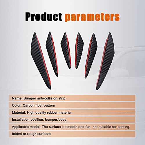 Ajxn Pack-12 Car Front Bumper Lip Splitter, Car Body Anti Collision Strip Decoration, Self-Adhesive Car Spoiler Canards Sticker Kit Universal For Car (Carbon Fiber Black) #TOP13