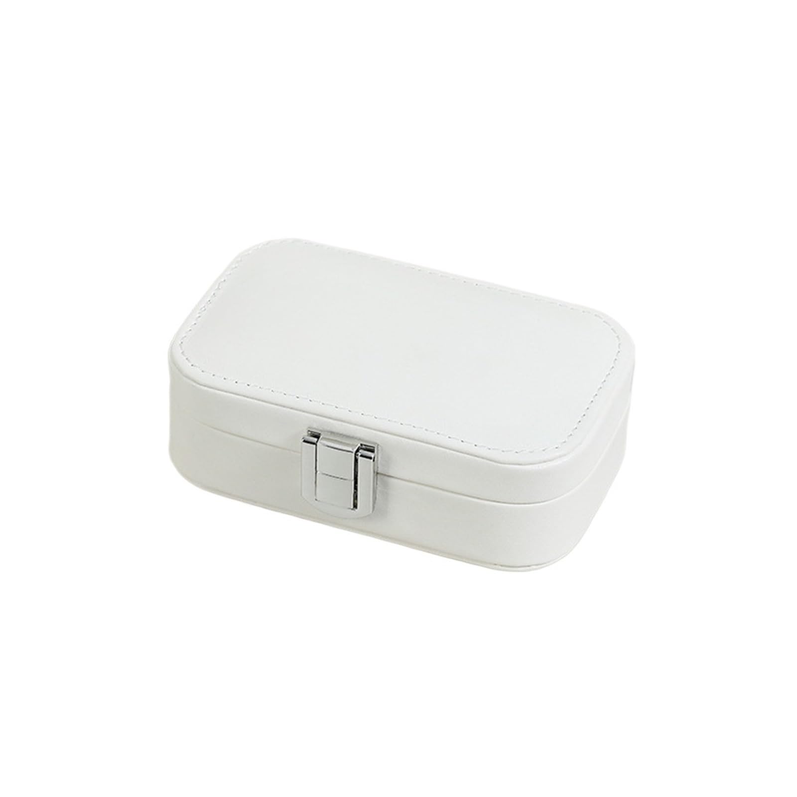 ESTDKMNOS Portable Jewellery Case， Multicolor PU Leather Paper Travel Ring Earring Box With Snap Button And Velvet Lining(White)