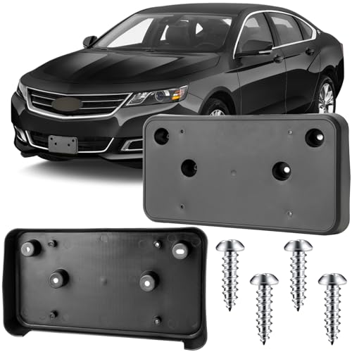 Image of License Plate Bracket Accessories for Chevrolet Chevy Impala 2014 2015 2016 2017 2018 2019 2020, Front Bumper License Plate Holder Replacement Frame Black Mount