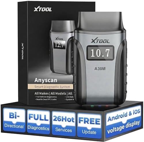 XTOOL A30M OBD2 Scanner Bluetooth, Bidirectional Car Diagnostic Tool with 26+ Reset, All System Obd Reader with AI Assisted, CAN FD, DPF, Voltage Display, Lifetime Free Update