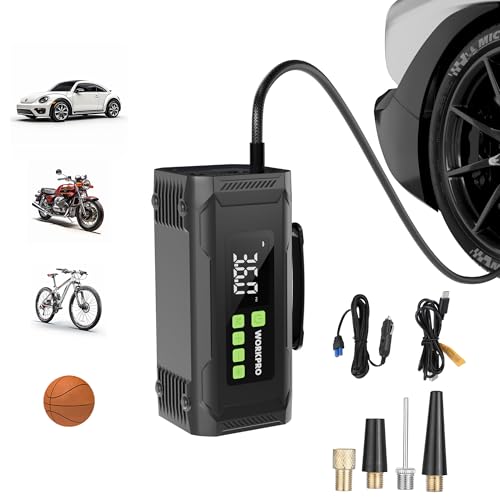 WORKPRO Portable Tire Inflator for Car Motorcycle Bicycle