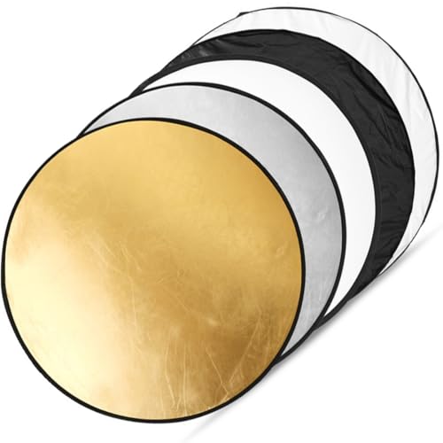 5 en 1 Réflecteur, 24inch/60cm Reflecteur Lumiere Photo, Pliable Reflecteur Lumiere, Réflecteur De Lumière, Panneau Réflecteur Photo Pliable Multi-Disques,pour Portrait,Selfie,Photographie De Mariage