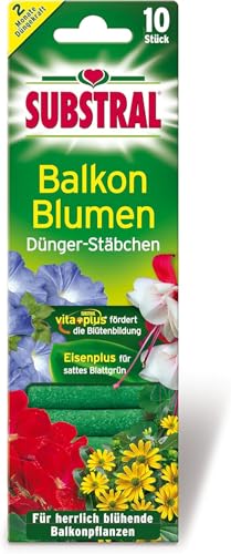 Substral Dünger-Stäbchen für Balkonpflanzen mit Eisen-Plus und 2 Monate Langzeitwirkung, 10 Stück