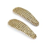 Hand Embroidered Tic-Tac Hair Pin | Hair Clips for Women & Girls | Bead Work | Golden Color | 1 Pair | Hair Accessories for Casual & Special Occasions | Handmade & Unique