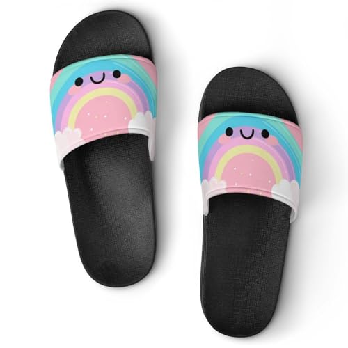 Claquettes femme arc-en-ciel et pantoufles de bain antidérapantes style slide