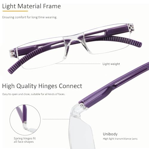 Image of 8 Pack Reading Glasses, Blue Light Blocking Computer Reading Glasses for Women and Men, Lightweight Readers (4 Black+4 Purple,+3.50Magnification)