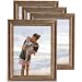 NUOLAN 5x7 Picture Frame Farmhouse Rustic Brown Wood Pattern Photo Frames for Wall or Desk Display, 4 Packs(NL-5X7RB)
