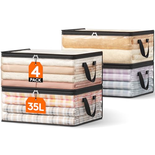 Lifewit 4er Pack Transparente Plastik Aufbewahrungstasche, 35L – Ansicht 1