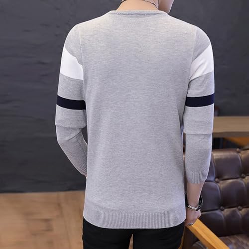 Pull rayé à col rond pour homme ajusté et léger | Tendance décontractée chic