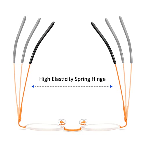 Kokobin Half Reading Glasses,3 Pack Half Rim Metal Frame Glasses Spring Hinge Readers With Leather Pouch For Men And Women (Green+Yellow+Orange,2.00) #TOP4