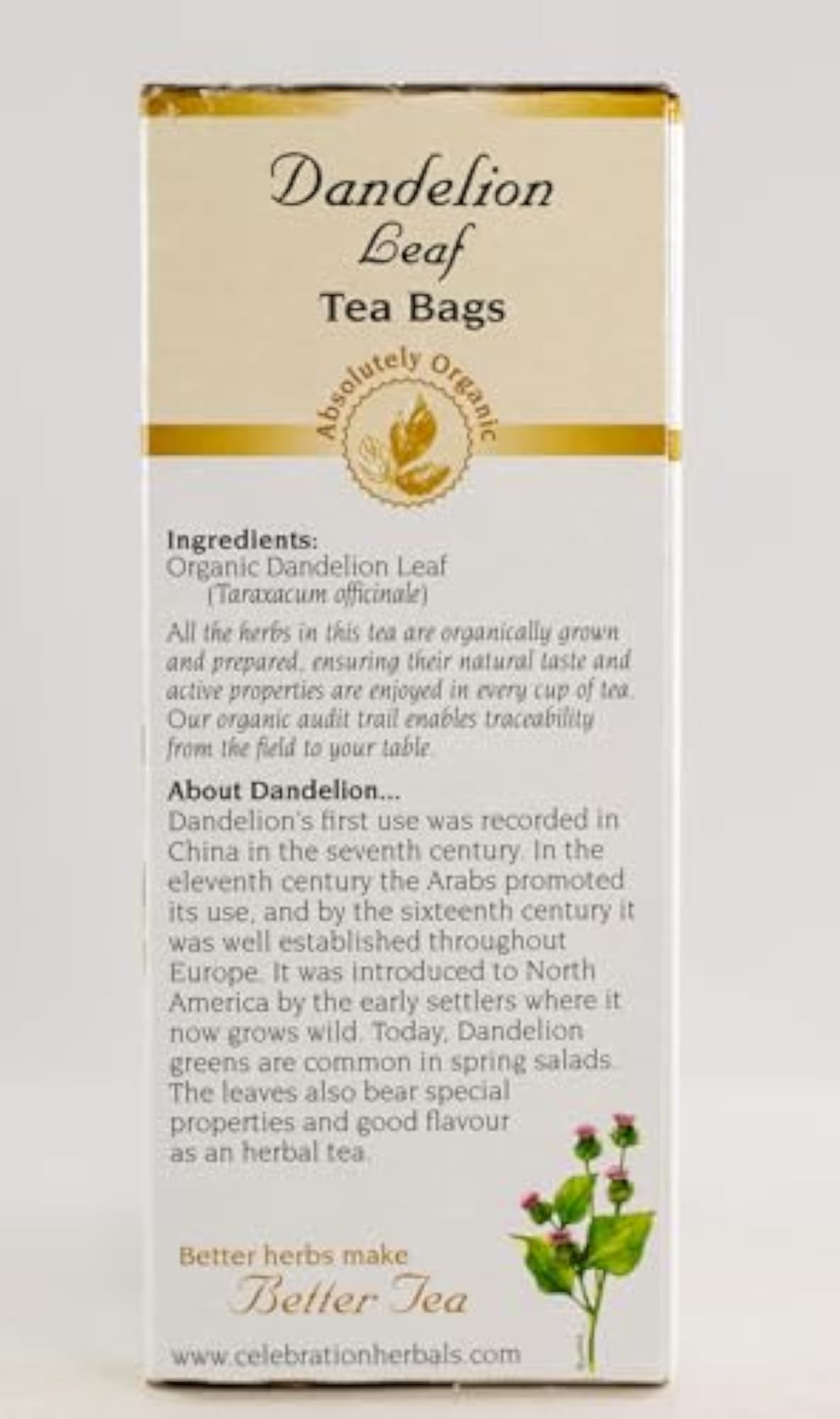 Organic Dandelion Leaf Tea, 24 Herbal Tea Bags