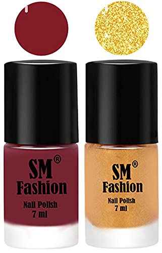 Image of Long Lasting Nail Polish | Nail Paint Combo 7 ml Each) - Set of 2 Lip-Light Golden