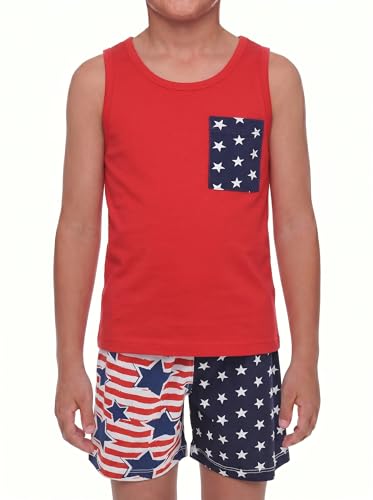 Image of Unique Baby Boys American Boy 4th of July 2pc Tank Shorts Set