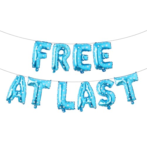 Free at Last Banner Balloons Free at Last Sign Divorce Party Decoration Broken Up Party Farewell Party Going Away Party Decoration (FREE AT LAST Blue Star)