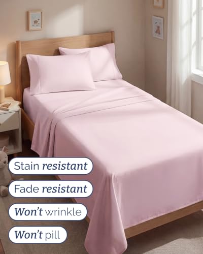 Image of Twin 4 Piece Bed Sheet Set - Breathable & Cooling Sheets - Lavender Pink