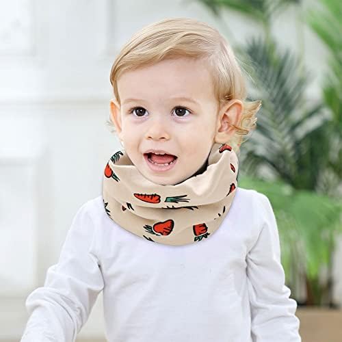 4 Pcs Kids Neck Scarves Boys Girls Cotton Warm Autumn Winter Scarf Hat Bandana Toddler Scarf Thermal Windproof Multipurpose Loop Neckerchief (4 Styles)