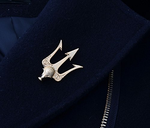Yybonnie Vintage Gold Carved Trident Stick Pin Brooch Decorative Lapel Collar Pin For Men #TOP1