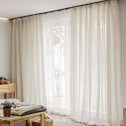 Rideaux transparents beige aspect lin pour filtrer la lumière
