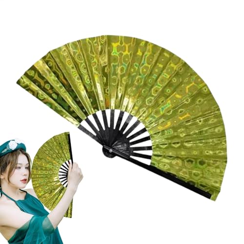 Abanico de mano plegable grande | Abanico de mano grande para mujer, accesorios de fotos con marcos de madera para baile, cosplay, bodas, decoraciones de fiesta