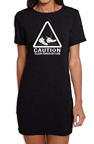 Caution Talcum Powder Northern Soul Women's T-Shirt Dress (XL, Black)