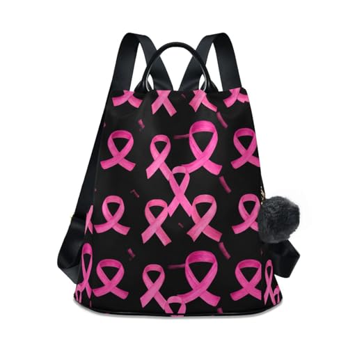 Sac à dos noir avec rubans roses et zip de sécurité dorsal pour femme
