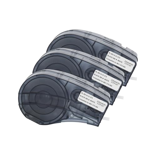 M21-375-595 Vinyl Label Tape - M210 Labels Compatible with BMP21 Plus BMP21 Lab Printer, Black On White, High Adhesion, High & Low Temperature Resistantance - image 1