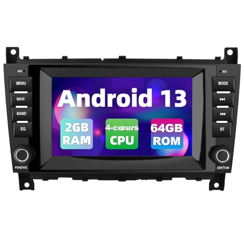 AWESAFE Autoradio pour Mercedes Benz Classe C W203/CLC W203 Classe G W463 Android 13 [2Go+64Go] avec Carplay Android Auto 7 Pouces GPS WiFi USB FM Bluetooth Commande au...