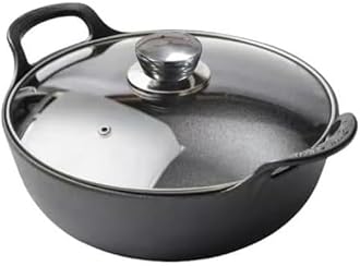 VONOTO Cast Iron Wok with Handles (Wok with Lid 9" inch)