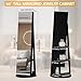 LVSOMT 360° Swivel Jewelry Mirror Cabinet, Standing Jewelry Armoire Organizer, 63
