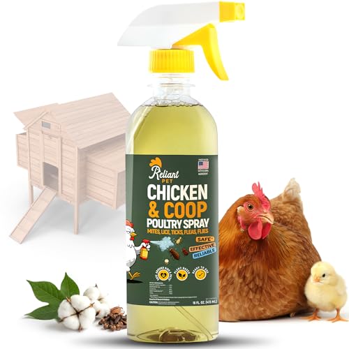 Reliant Pet Chicken Mites Treatment and Coop Poultry Spray for Mite's Lice Ticks Fleas and Flies - Dust Mite Killer Spray 16oz - Chicken Coop Fly Control - Made in USA - Chicken Coop Accessories