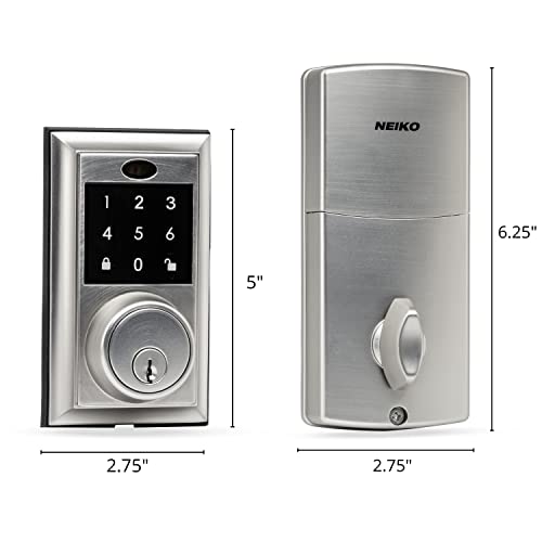 Neiko 52905A Keyless Entry Door Lock W Keypad Set, Keyless Door Lock, Keyless Entry Door Lock With Handle, Stainless Steel & Zinc Alloy, Front Door Lock Set, Keypad Door Lock With Handle And Deadbolt #TOP3