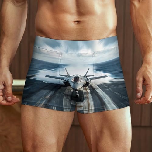 F-35 Fighter Jet U.S Air Force Mens Boxer Briefs Breathable Underwear Waist Underpants Shorts Trunks2