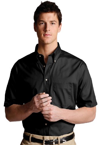 Edwards Men's Easy Care Short Sleeve Poplin Shirt, Black, 3Xlarge #TOP12
