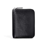 Tarjeteros para Tarjetas de Credito，Mujer Hombre Piel Auténtica, Titular de la Monederos con Cremallera, Billetera de Tarjeta con Clip de Dinero Anti-RFID y NFC