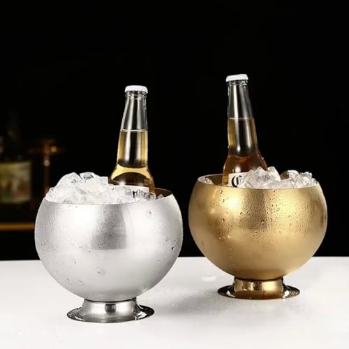 Cubo de hielo de acero inoxidable con base para botellas de champán 6